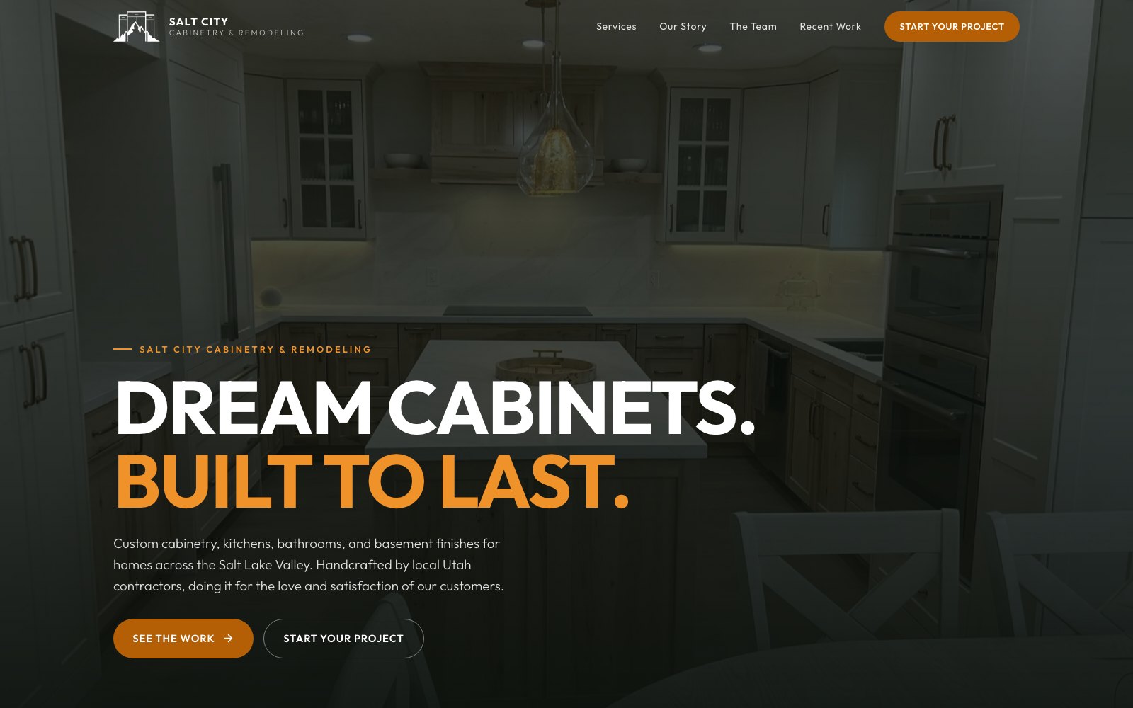 The new Salt City Cabinetry and Remodeling homepage concept