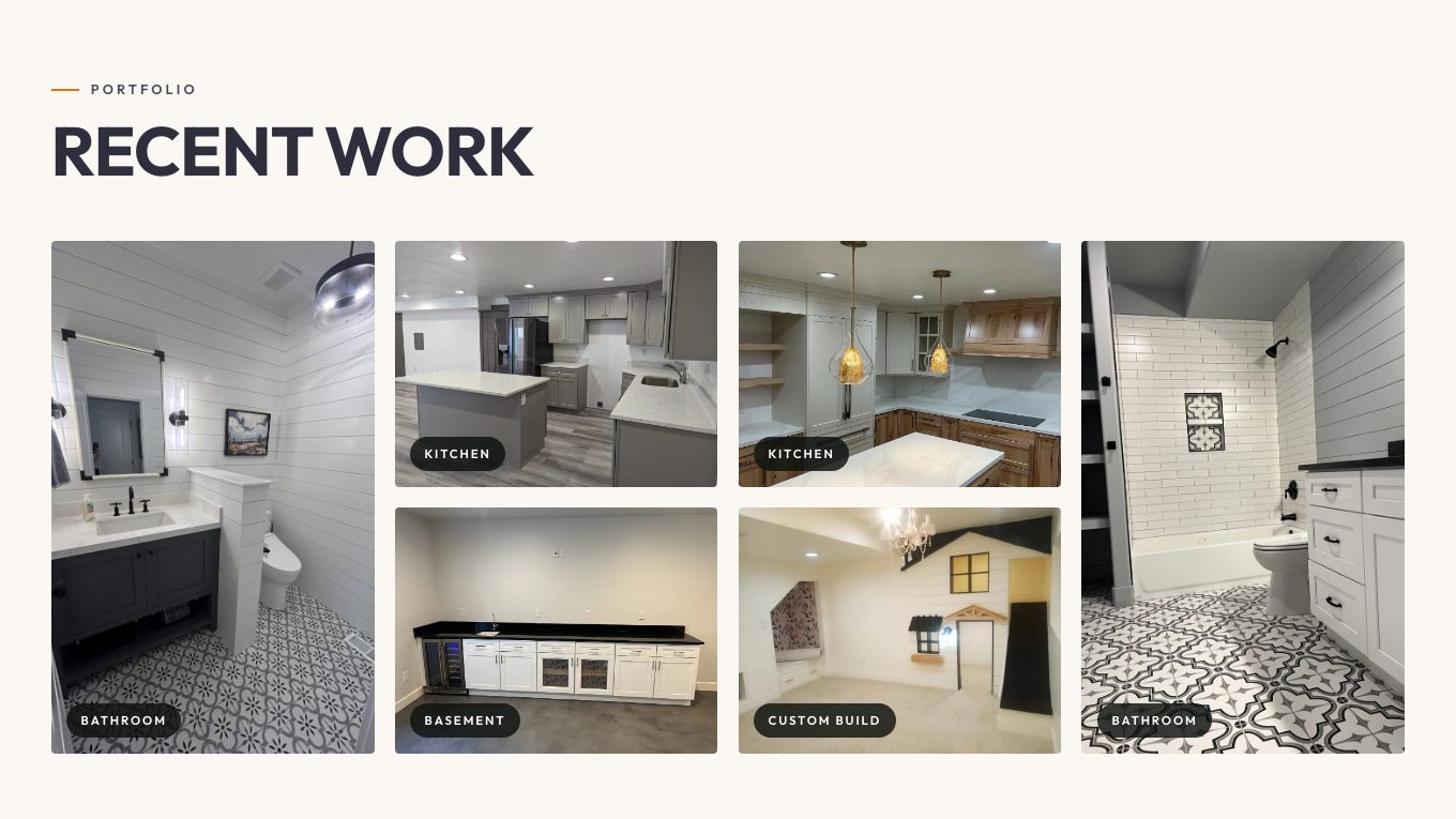 The recent work section of the new homepage